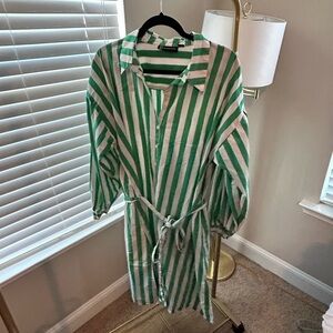 New York & Company Green and White Striped Dress